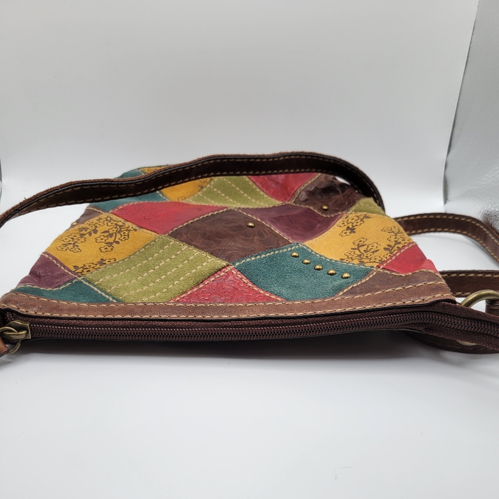 Fossil Multicolor Patches Suede Tooled Floral Cro… - image 3